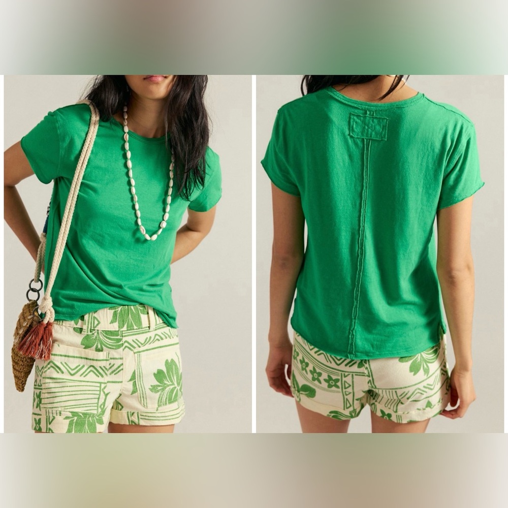 NWT Free People We The Free Nova Tee - lively ivy green - XS, large
